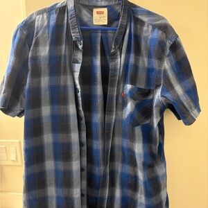 Levi's Casual Blue and Black Plaid Shirt